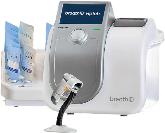 BreathID Hp Lab breath analysis device with a connected mouthpiece and disposable sample pieces