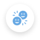Circular button displaying three blue emoji faces on a white background, representing a set of reactions (reaction picker).