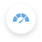 Abstract blue arc shapes inside a pale blue circle forming a simple logo.