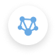 Blue network graph icon showing six interconnected nodes and connecting lines