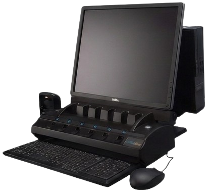 POS cash register with Dell monitor, numeric keypad, and mouse.