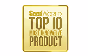 Gold seal badge reading SeedWorld Top 10 Most Innovative Product.