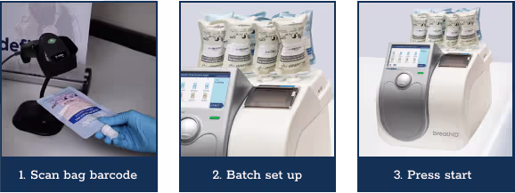 Step 1: scanning a bag barcode at a handheld scanner.